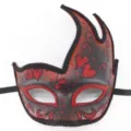 Mascara de mascarada rojo negro brillante media cara fiesta Halloween carnaval disfraz - Estilo Corazón Rojo
