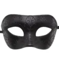 Mascara de mascarada negra con patrones de purpurina para hombres fiesta de Halloween accesorio - Negro Bicolor