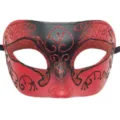 Mascara de mascarade roja y negra para fiesta de Halloween disfraz de hombre accesorio. - Rojo bicolor