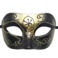 Zwart-gouden glitter masker voor gemaskerd bal, perfect voor Halloweenfeest en verkleedpartij. - Platte Kop Tweekleurig (Goud)
