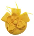 Sombrero fascinator amarillo mujer accesorio pelo pluma elegante fiesta boda coctel tocado - Ajustable / Amarillo