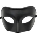 Zwarte masquerade masker voor heren, stijlvol halfgelaat feestmasker voor Halloween. - Platte Kop Effen Zwart