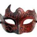 Máscara veneciana rojo negro purpurina máscara de mascarada para fiesta halloween cosplay - Rojo