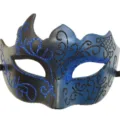 Hermosa Mascara de Carnaval Veneciana Negra Azul con Purpurina para Fiesta Party - Azul