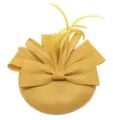 Stijlvolle gele fascinator hoed met strik veren voor dames feest bruiloft haaraccessoire - Goud