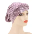 Women floral printed braided turban hat, vintage paisley chemo cap for daily wear. - M (56-58cm) / Pink Paisley
