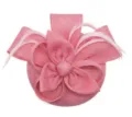 Sombrero fascinator rosa con plumas delicadas y flores para fiestas de bodas de mujer - Ajustable / Rosa