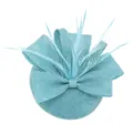 Turquoise fascinator hoed met strik en veren, elegante hoofdtooien voor feesten en bruiloften. - Hemelsblauw