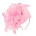 Pink organza feather fascinator headband elegant floral hair accessory for party cocktail prom - Pink