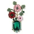 Vintage baroque style vase brooch with colorful crystals, elegant fashion accessory for coats and suits. - Vintage Vase Style (xz4642)