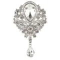 Spilla con ciondolo a goccia in strass vintage elegante accessorio di abbigliamento donna - Bianco