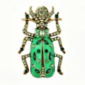 Vintage green enamel beetle brooch crystal rhinestone alloy insect corsage fashion pin jewelry - XZ4548B Style / Green