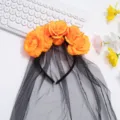 Halloween black rose headband with veil horror witch party hair accessory sku variant - Orange