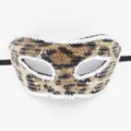 Leopardenmuster Maskerade Maske mit weißen Pailletten und schwarzem Gummiband für Partys. - Leopardenmuster Weißer Rand