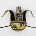 Máscara de sombrero de bufón de mascarada negro dorado, detalle para Halloween y fiestas. - Dorado