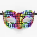 Maschera di carnevale con paillettes colorate per festa festival di Halloween - Stile Laser / Laser Olografico