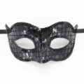 Maschera di paillettes nere per festa di carnevale Halloween ballo in maschera veneziano. - Stile Griglia Laser / Nero