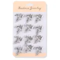 Set di spille floreali in strass argento, elegante accessorio per colletto in cristallo donna. - Fiore(XZ4495B) / Confezione da 12 / Argento