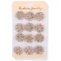 Goldfarbene Blumen Strass Brosche Set, elegante Kristall Reversnadel Accessoires Damen. - 12 Stück/Packung / Gold
