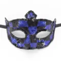 Blau schwarze Pailletten Maske für Fasching Karneval Maskerade Kostüm Party Zubehör - Kariert 2 Schwarz Blau