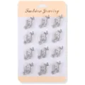 Set di spille nota musicale in strass, accessori musicali in cristallo per donne e ragazze. - Nota Musicale e Farfalla(XZ4497B) / Confezione da 12 / Argento