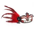 Veren masker detail voor vrouwen, rood en zwart oogmasker voor Halloween feest en cosplay. - Wit Rood