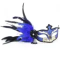 Blauwe veren maskerade masker prachtige feest oogmasker voor Halloween carnaval kostuum - Witblauw