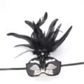 Schwarze Feder Maskerade Maske für Halloween Party, sexy Augenmaske und Karneval Requisite. - Weißschwarz