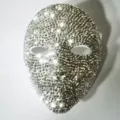 Máscara de mascarada de diamantes de imitación brillante, cara de cristal para fiesta. - Cara de Belleza - Diamante Blanco