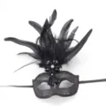 Schwarze Feder Maske Maskerade, ideal für Halloween, Partys und Karneval Verkleidung. - Schwarz