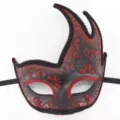 Rood zwart glitter masquerade masker kant half gezicht Halloween feest oogmasker kostuum - Rood Bloemen Stijl