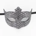 Masque de mascarade romain en cuir vintage fête costume Halloween argent métallique - Motif tissé argent antique couronne