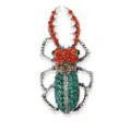 Vintage rhinestone beetle brooch pin, sparkling crystal insect jacket lapel accessory - xz4663B Orange Green