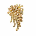 Detaillierte Strass Kristall Brosche, luxuriöser goldfarbener Legierungs Modeschmuck Stil - Champagner