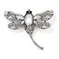 Vintage zilveren kleur strass libel broche pin elegante kristallen insect kleding accessoire - Wit