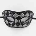 Schwarze silberne Pailletten Maskerade Maske glitzernde Rautenmuster Party Augenmaske Halloween - Kariert 2 Schwarz-Silber