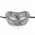 Masque de venise de masquerade retro argente floral embosse pour fete halloween et carnaval - Motif argent antique - Tête plate
