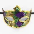 Glitzer Pailletten Maskenball Maske Karneval Grün Lila Gold Party Augenmaske Kostüm - Karneval Schachbrett 5cm