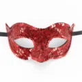 Maschera rossa con paillettes per festa, elegante maschera per Halloween e carnevale. - Stile in Pizzo con Paillettes / Rosso