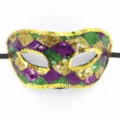 Karneval Pailletten Maske Fasching Auge Maske lila gruen gold Karo Party Zubehoer - Karneval Kariert 3cm