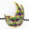 Karneval Maske Pailletten Venezianische Maskerade Party Kostüm Horn Augenmaske - Karneval Lila Grün Gold Gitter