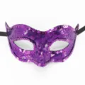 Dettaglio maschera di carnevale paillettes viola, maschera occhi scintillante. - Stile in Pizzo con Paillettes / Viola