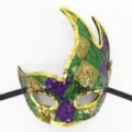 Glitzernde Pailletten Maske Maskerade Karneval Party Venedig Kostüm mit Hörnern - Karneval Großes Lila Grün Gold Gitter