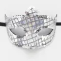 Silberne Pailletten Maskerade Maske Spitze Augenmaske Party Festival Kostueme Zubehoer - Laser Weiß