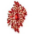 Große rote Strass Broche für Damen, luxuriöse Legierung Kristall Blumen Anstecknadel. - Rot