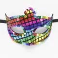 Bunte Pailletten Maske Regenbogen Gitter Party Augenmaske Detailansicht für Karneval Festival - Laser Mehrfarbig