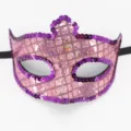 Rosa Pailletten Maskenball Maske Detail, glitzernde Kronen Augenmaske für Karneval und Party. - Laser Rosa