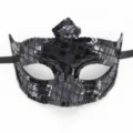 Schwarze Pailletten Maskerade Maske für Party Kostüm, glänzende Augenmaske mit Band. - Laser Schwarz