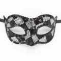 Maschera di carnevale con paillettes nere e argento per feste, Halloween, carnevale ed eventi. - Stile a Griglia Quadrata / argento nero