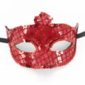 Rote Pailletten Maske, glitzernde Faschingsmaske für Halloween Party und Kostümball. - Laser Rot